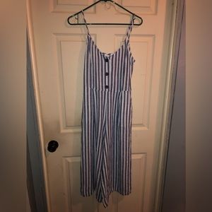 Nautical stripe, heavy gauze feel cotton GAP Wide legged jumpsuit, side zipper S